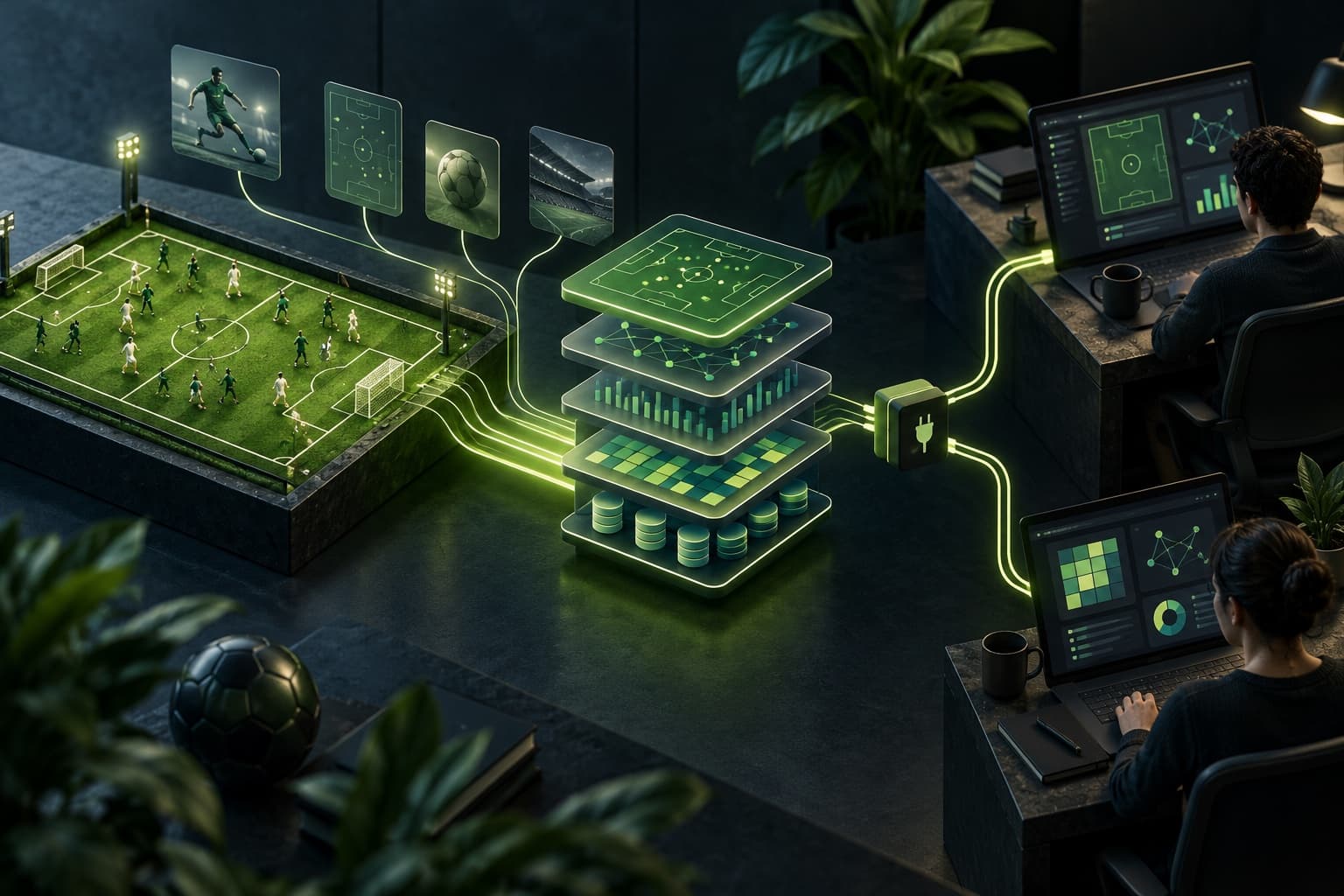 Sports data and integration concept · AI scenario illustration
